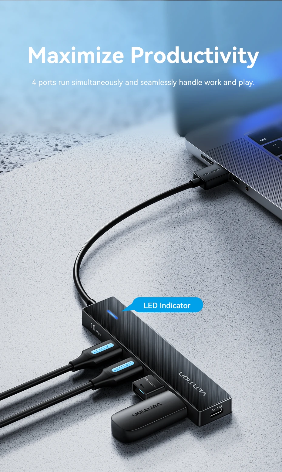 Vention New USB 3.2 Gen2 HUB 5 Ports Splitter 10Gbps USB A Type C HUB Multiport Adapter Laptop Expansion Desktop PC Accessories Vention New USB 3.2 Gen2 HUB 5 Ports Splitter 10Gbps USB A Type C HUB Multiport Adapter Laptop Expansion Desktop PC Accessories