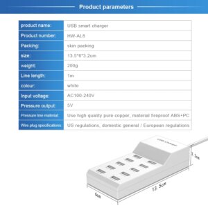 High Speed 10 Ports 5V USB Hub AC Charger Strip Adapter Portable USB Power Adapter for Home Office Travel Wall Charger EU Plug - Image 5