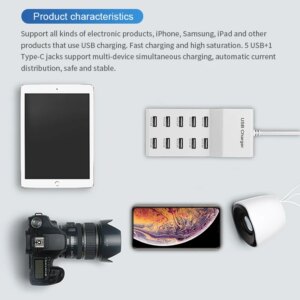 High Speed 10 Ports 5V USB Hub AC Charger Strip Adapter Portable USB Power Adapter for Home Office Travel Wall Charger EU Plug - Image 4