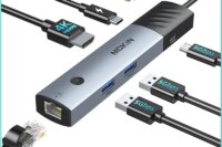 MOKiN 6 in 1 USB C Hub with 4K 60Hz HDMI USB 3.0 Fast Charging PD 100W RJ45 1000Mbps Adapter for MacBook Air/Pro PC Accessories