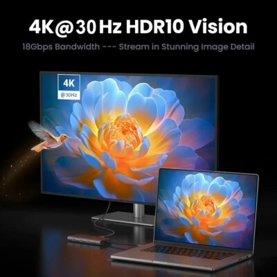 10 in 1 USB C HUB 4K30Hz Docking Station Type C to HDTV-Compatible RJ45 Ethernet PD100W for MacBook iPad Huawei Sumsang Phone - Image 4