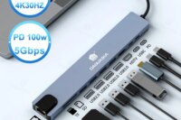 10 in 1 USB C HUB 4K30Hz Docking Station Type C to HDTV-Compatible RJ45 Ethernet PD100W for MacBook iPad Huawei Sumsang Phone
