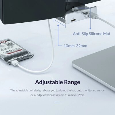 6Ports USB 3.0 HUB with Power Supply USB3.0 Splitter Adapter Clip-type Multi Splitter 5G High Speed Data Transmission for Laptop - Image 6