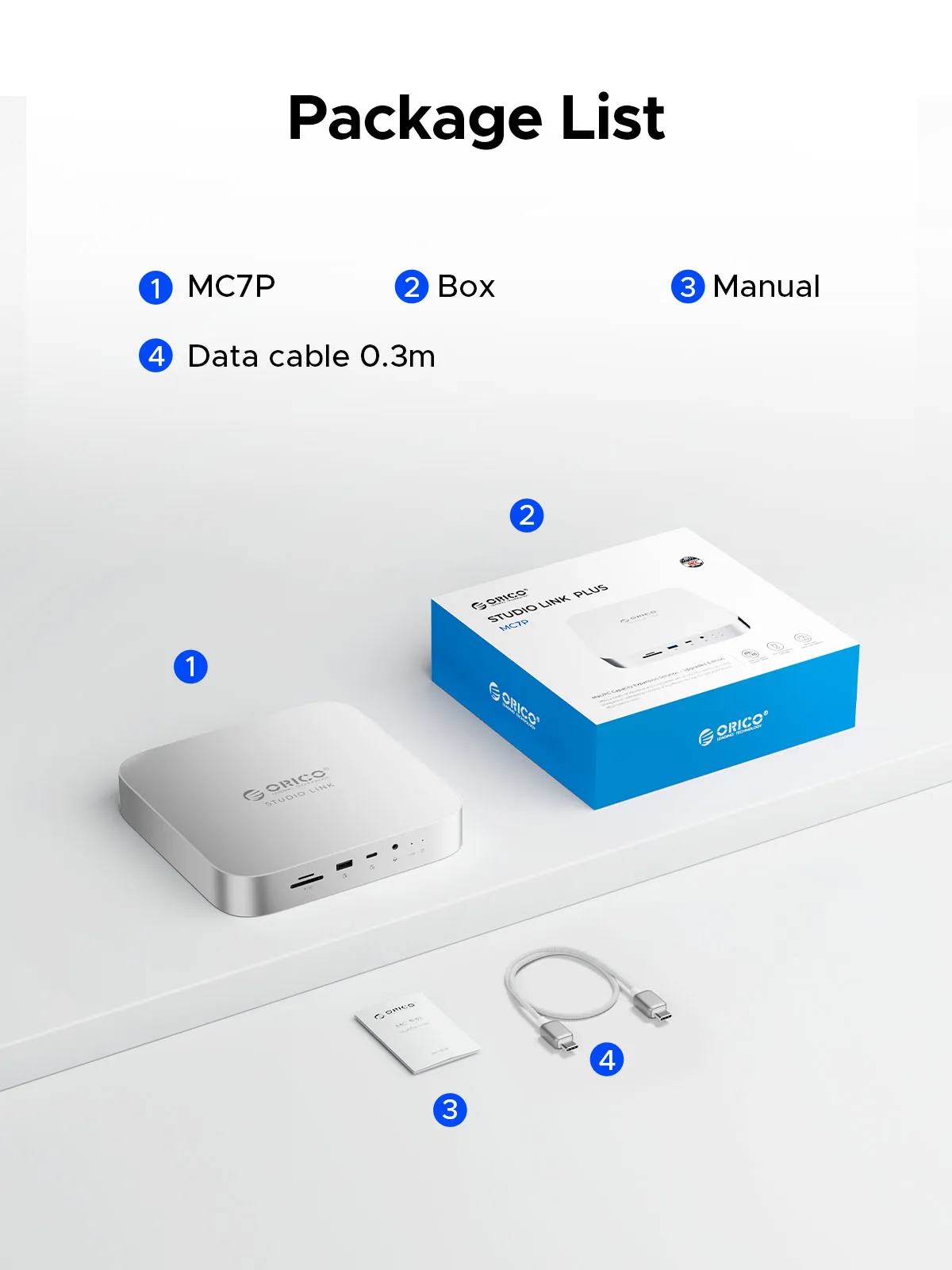 ORICO StudioLink USB C HUB USB3.2 10GB SD/TF3.0 8-in-1 Docking Station for Mac mini Chassis with M.2 NVME Solid State Drive