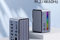 Hagibis USB C Docking Station with Dual HDMI-compatible M.2 SSD Enclosure Ethernet 100W PD USB Hub SD/TF for Laptop Macbook Pro