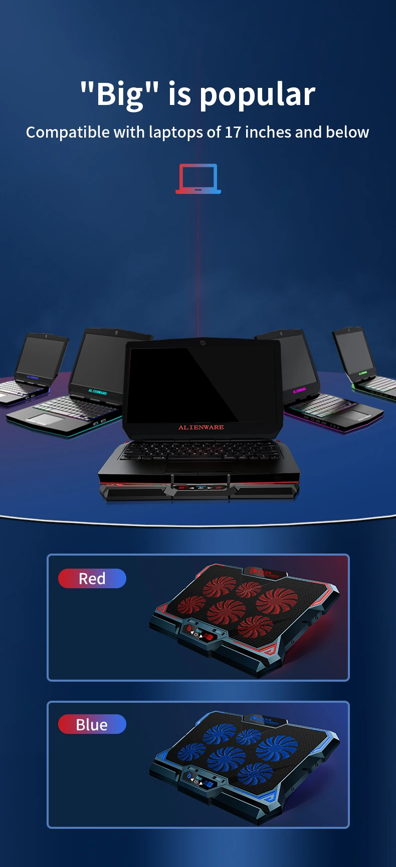 COOLCOLD 17inch Gaming Laptop Cooler Six Fan Led Screen Two USB Port 2600RPM Laptop Cooling Pad Notebook Stand For Laptop COOLCOLD 17inch Gaming Laptop Cooler Six Fan Led Screen Two USB Port 2600RPM Laptop Cooling Pad Notebook Stand For Laptop
