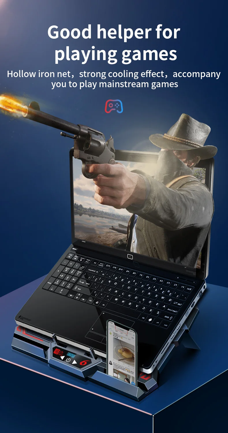 COOLCOLD 17inch Gaming Laptop Cooler Six Fan Led Screen Two USB Port 2600RPM Laptop Cooling Pad Notebook Stand For Laptop COOLCOLD 17inch Gaming Laptop Cooler Six Fan Led Screen Two USB Port 2600RPM Laptop Cooling Pad Notebook Stand For Laptop