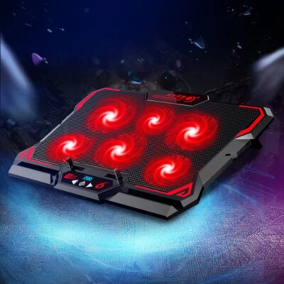 COOLCOLD 17inch Gaming Laptop Cooler Six Fan Led Screen Two USB Port 2600RPM Laptop Cooling Pad Notebook Stand For Laptop - Image 2