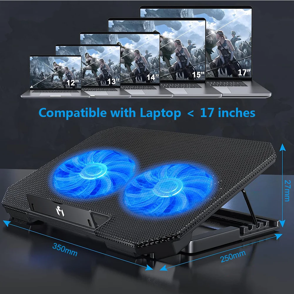 Gaming Laptop Cooler For Macbook Air Pro Dell 12-16 Inch Notebook Laptop Cooling Pad Wind 2 Fans Heat Sink Laptop Stand Radiator Gaming Laptop Cooler For Macbook Air Pro Dell 12-16 Inch Notebook Laptop Cooling Pad Wind 2 Fans Heat Sink Laptop Stand Radiator