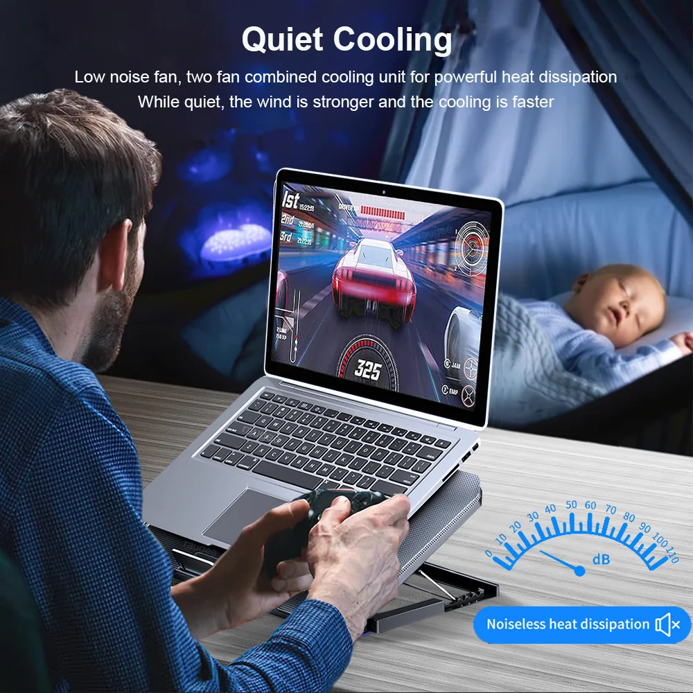 Gaming Laptop Cooler For Macbook Air Pro Dell 12-16 Inch Notebook Laptop Cooling Pad Wind 2 Fans Heat Sink Laptop Stand Radiator Gaming Laptop Cooler For Macbook Air Pro Dell 12-16 Inch Notebook Laptop Cooling Pad Wind 2 Fans Heat Sink Laptop Stand Radiator