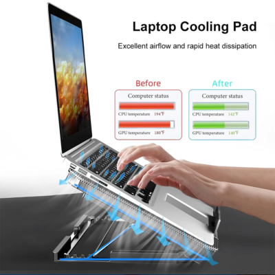 Gaming Laptop Cooler For Macbook Air Pro Dell 12-16 Inch Notebook Laptop Cooling Pad Wind 2 Fans Heat Sink Laptop Stand Radiator - Image 3