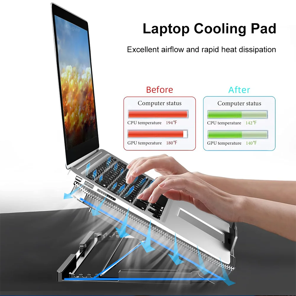 Gaming Laptop Cooler For Macbook Air Pro Dell 12-16 Inch Notebook Laptop Cooling Pad Wind 2 Fans Heat Sink Laptop Stand Radiator Gaming Laptop Cooler For Macbook Air Pro Dell 12-16 Inch Notebook Laptop Cooling Pad Wind 2 Fans Heat Sink Laptop Stand Radiator