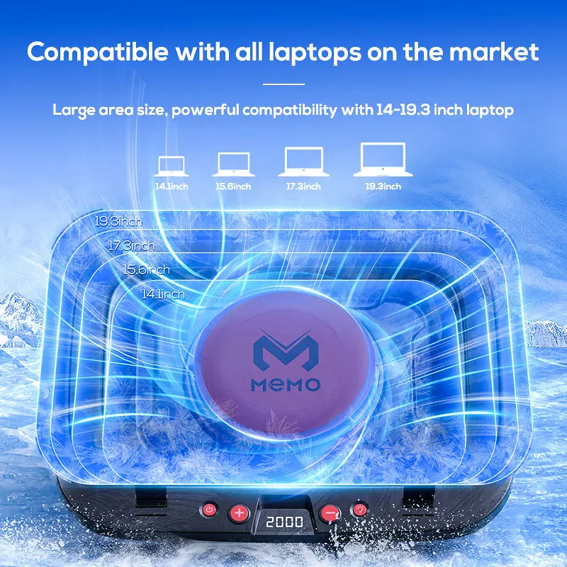 MEMO FL08 Strong Wind Cooling Stand Base Bracket Pad Powerful Fan Pressure Game Laptop Radiator Cooler