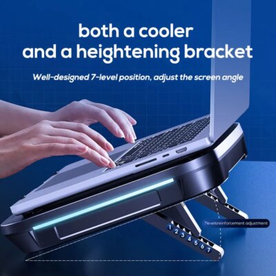 MEMO FL08 Strong Wind Cooling Stand Base Bracket Pad Powerful Fan Pressure Game Laptop Radiator Cooler - Image 6