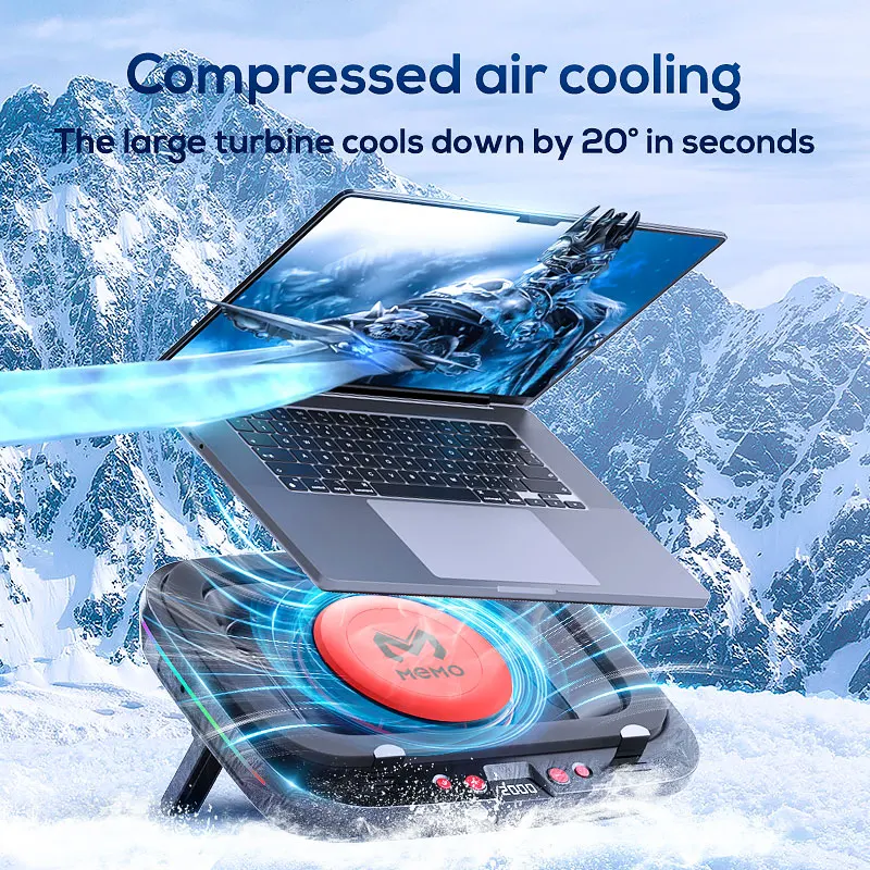 MEMO FL08 Strong Wind Cooling Stand Base Bracket Pad Powerful Fan Pressure Game Laptop Radiator Cooler