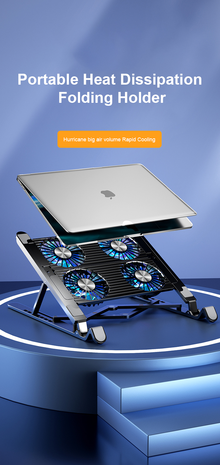 New Laptop Cooler Base Stand Foldable Laptop Cooling Pad Portable Adjustable Notebook Stand for 11-17.3 Inch with 2/4 Fans