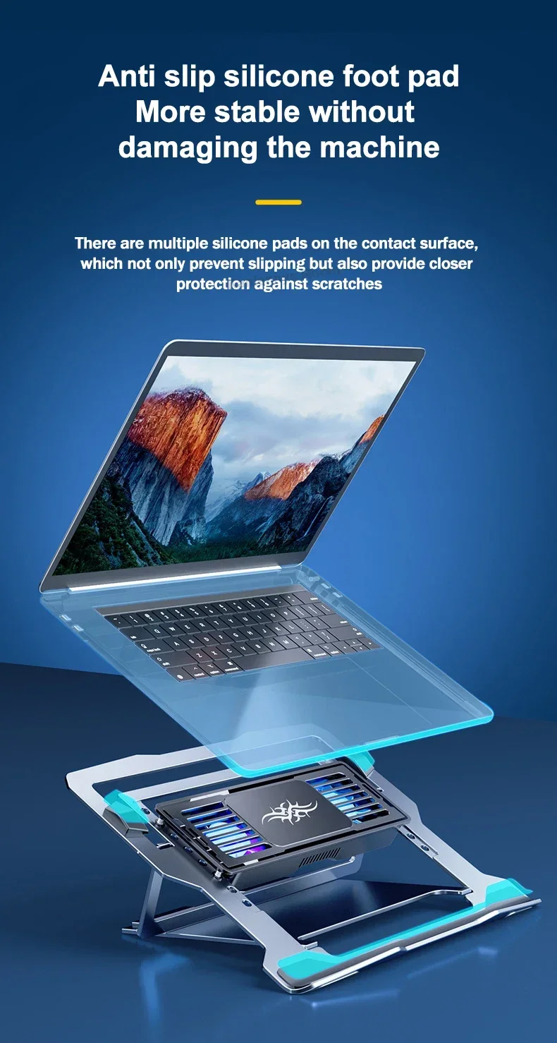 LZ-D20 Notebook Cooling Pad Aluminum Alloy Bracket Semiconductor Refrigeration Mutil Angle Adjustable Laptop/Tablet Cooler Stand