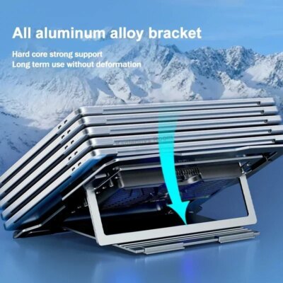 LZ-D20 Notebook Cooling Pad Aluminum Alloy Bracket Semiconductor Refrigeration Mutil Angle Adjustable Laptop/Tablet Cooler Stand - Image 3