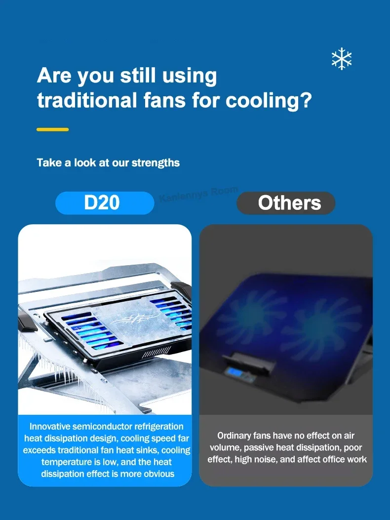 LZ-D20 Notebook Cooling Pad Aluminum Alloy Bracket Semiconductor Refrigeration Mutil Angle Adjustable Laptop/Tablet Cooler Stand