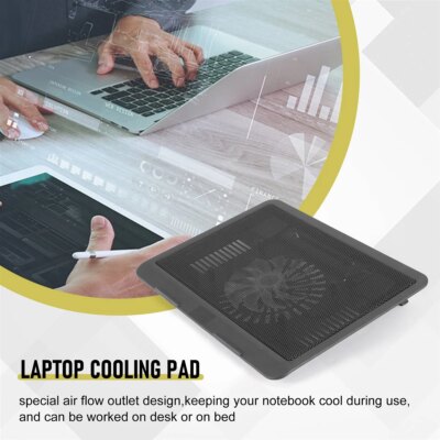 Laptop Fan Cooling Pad with Big Fans, Portable Laptop Cooling Fan with 2 in 1 USB Port, Blue LED Light, Adjustable Stand - Image 5