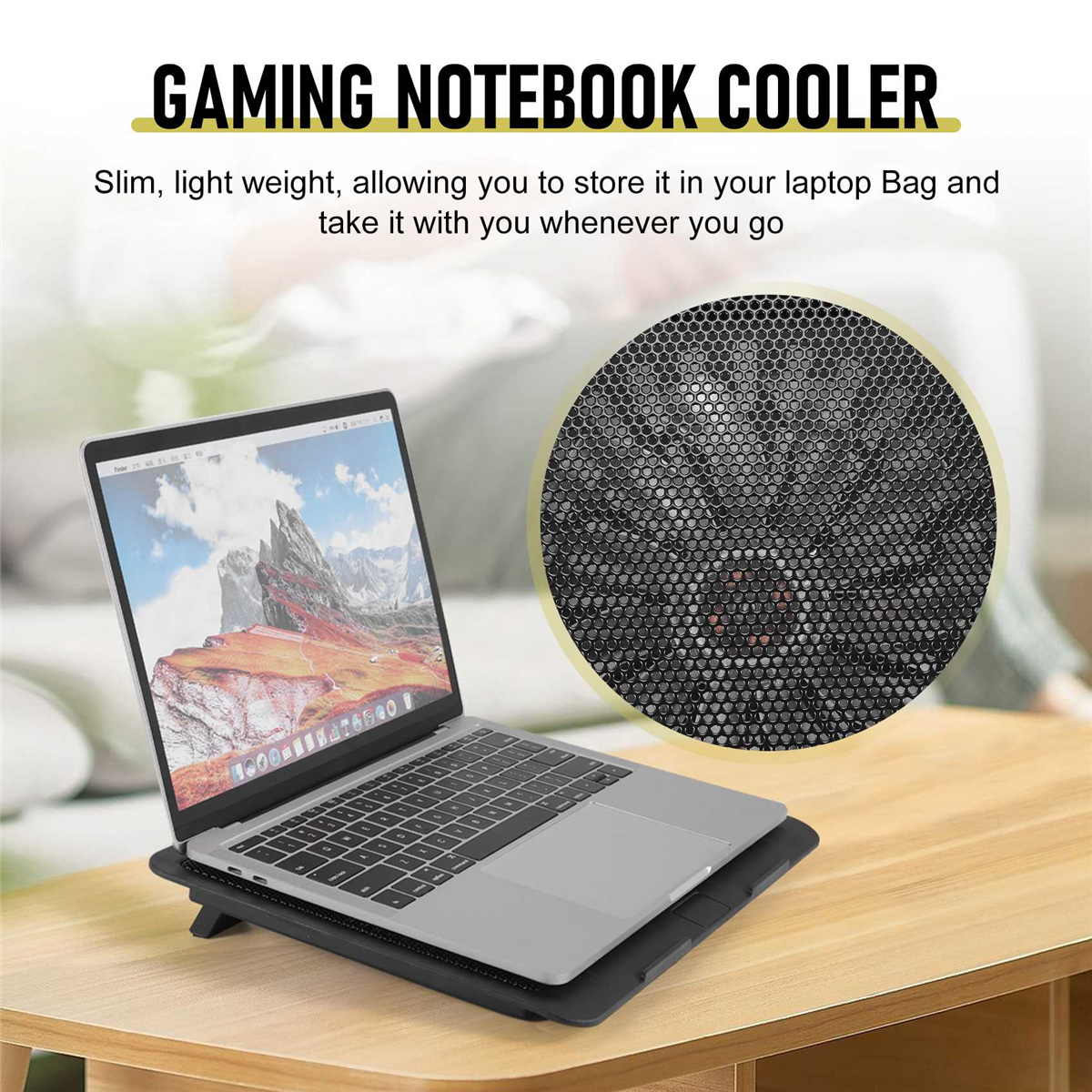 Laptop Fan Cooling Pad with Big Fans, Portable Laptop Cooling Fan with 2 in 1 USB Port, Blue LED Light, Adjustable Stand Laptop Fan Cooling Pad with Big Fans, Portable Laptop Cooling Fan with 2 in 1 USB Port, Blue LED Light, Adjustable Stand