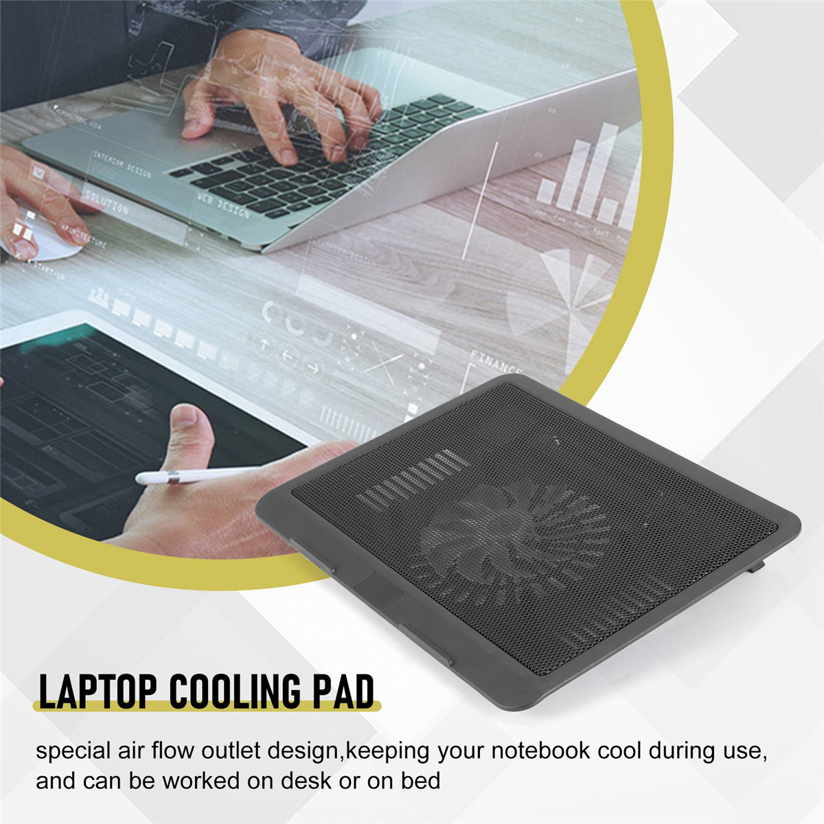 Laptop Fan Cooling Pad with Big Fans, Portable Laptop Cooling Fan with 2 in 1 USB Port, Blue LED Light, Adjustable Stand Laptop Fan Cooling Pad with Big Fans, Portable Laptop Cooling Fan with 2 in 1 USB Port, Blue LED Light, Adjustable Stand