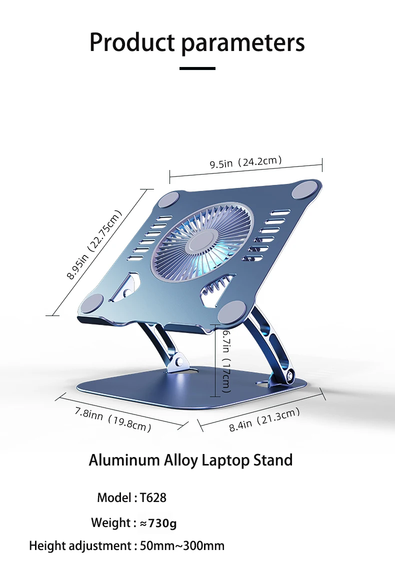 Laptop Stand with Computer Cooling Fan for Apple MacBook 11-16 Inch Dell Lenovo Aluminum alloy Bracket for All Gaming laptop