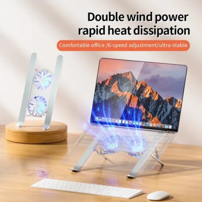 Laptop Cooler Base Stand Dual Fan Foldable Laptop Cooling Pad Portable Adjustable Notebook Stand for Macbook Tablet Cooler - Image 3