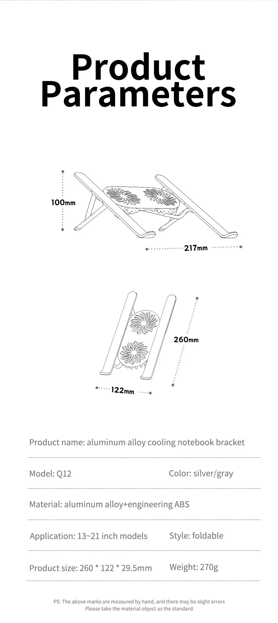 Laptop Cooler Base Stand Dual Fan Foldable Laptop Cooling Pad Portable Adjustable Notebook Stand for Macbook Tablet Cooler Laptop Cooler Base Stand Dual Fan Foldable Laptop Cooling Pad Portable Adjustable Notebook Stand for Macbook Tablet Cooler