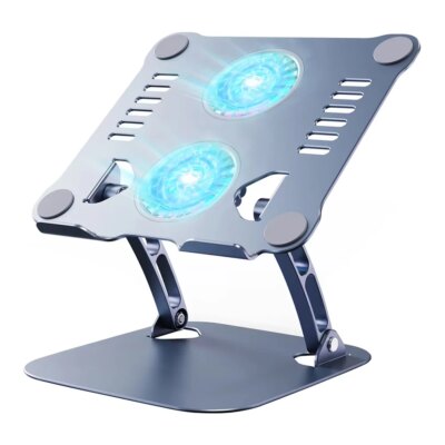 Foldable Desktop Laptop Cooling Stand Adjustable Height with 2 Cooling Fan Notebook Riser Anti-slip for Notebook Up To 15.9 Inch - Image 2