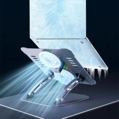 Foldable Desktop Laptop Cooling Stand Adjustable Height with 2 Cooling Fan Notebook Riser Anti-slip for Notebook Up To 15.9 Inch - Image 5