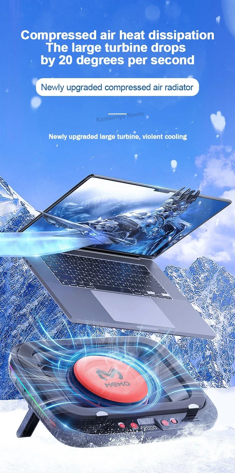 MEMO FL08 7 Angle Adjustable Notebook Powerful Fan Cooling Pad for 14-19'' Game Laptop Cooler Strong Wind Kickstand Base Bracket MEMO FL08 7 Angle Adjustable Notebook Powerful Fan Cooling Pad for 14-19'' Game Laptop Cooler Strong Wind Kickstand Base Bracket