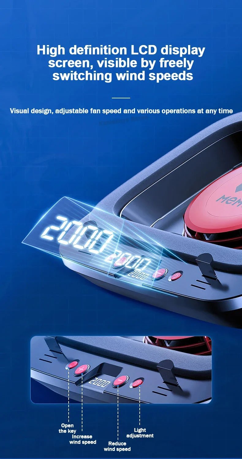 MEMO FL08 7 Angle Adjustable Notebook Powerful Fan Cooling Pad for 14-19'' Game Laptop Cooler Strong Wind Kickstand Base Bracket MEMO FL08 7 Angle Adjustable Notebook Powerful Fan Cooling Pad for 14-19'' Game Laptop Cooler Strong Wind Kickstand Base Bracket