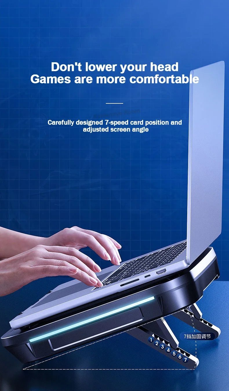 MEMO FL08 7 Angle Adjustable Notebook Powerful Fan Cooling Pad for 14-19'' Game Laptop Cooler Strong Wind Kickstand Base Bracket MEMO FL08 7 Angle Adjustable Notebook Powerful Fan Cooling Pad for 14-19'' Game Laptop Cooler Strong Wind Kickstand Base Bracket