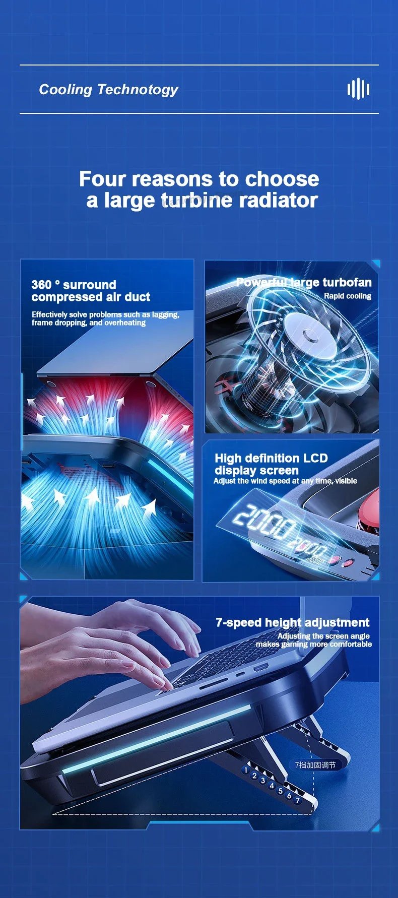 MEMO FL08 7 Angle Adjustable Notebook Powerful Fan Cooling Pad for 14-19'' Game Laptop Cooler Strong Wind Kickstand Base Bracket MEMO FL08 7 Angle Adjustable Notebook Powerful Fan Cooling Pad for 14-19'' Game Laptop Cooler Strong Wind Kickstand Base Bracket