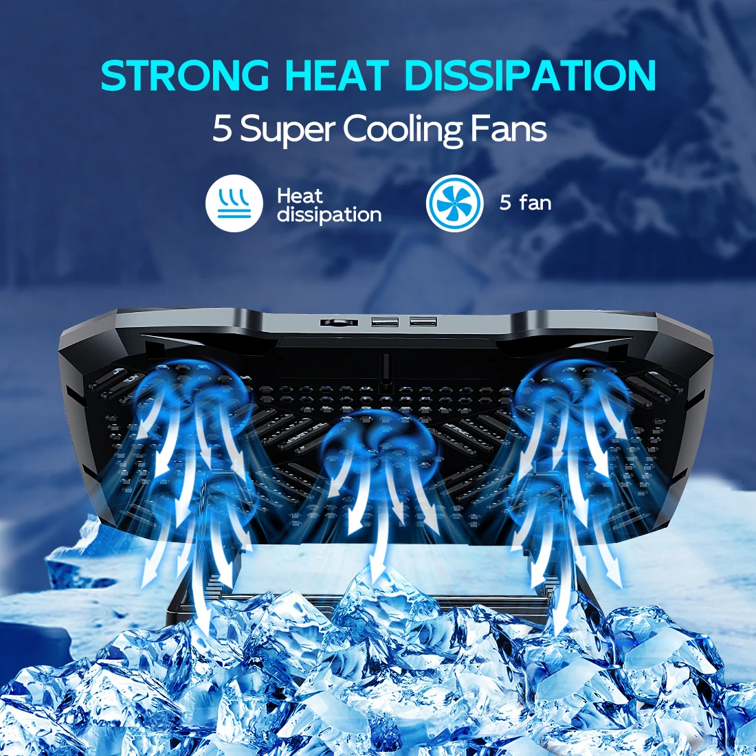 COOLCOOLD Laptop Cooling pad for 12-17 Inch Laptop Cooler Stand, 5 quiet fans, 5 Angle Adjustable with phone holder COOLCOOLD Laptop Cooling pad for 12-17 Inch Laptop Cooler Stand, 5 quiet fans, 5 Angle Adjustable with phone holder