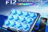 COOLCOLD Laptop Cooling Pad with 12 Quiet Fans,12-17.3 Inch Gaming Laptop Cooler Stand with Two USB Ports & Phone Holder