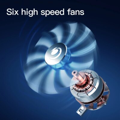 Coolcold RGB Lighting Gaming Style 6 Fans LED Screen 12-15.6inch Laptop Cooling Pad  With Mobile Phone Holder - Image 6