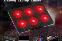 Coolcold RGB Lighting Gaming Style 6 Fans LED Screen 12-15.6inch Laptop Cooling Pad  With Mobile Phone Holder