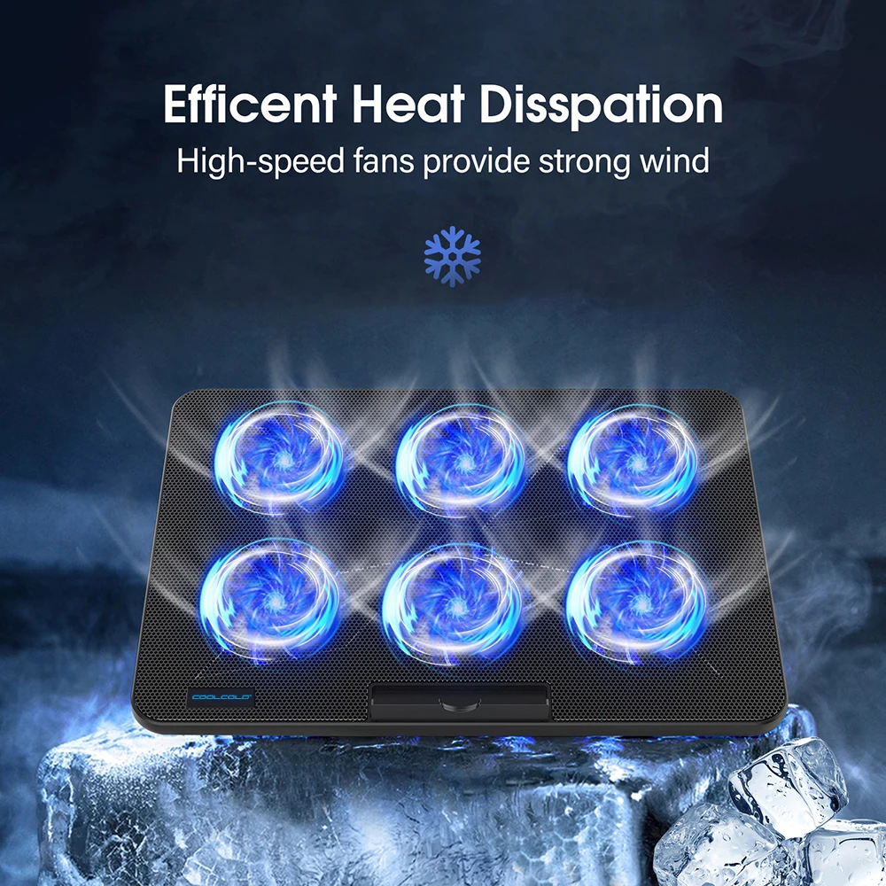 Coolcold 15.6-17.3inch Laptop Cooling Pad with 6 Quiet Fans,7 Height Wind Speed Adjustable,Laptop Cooer With Mobile Phone holder Coolcold 15.6-17.3inch Laptop Cooling Pad with 6 Quiet Fans,7 Height Wind Speed Adjustable,Laptop Cooer With Mobile Phone holder