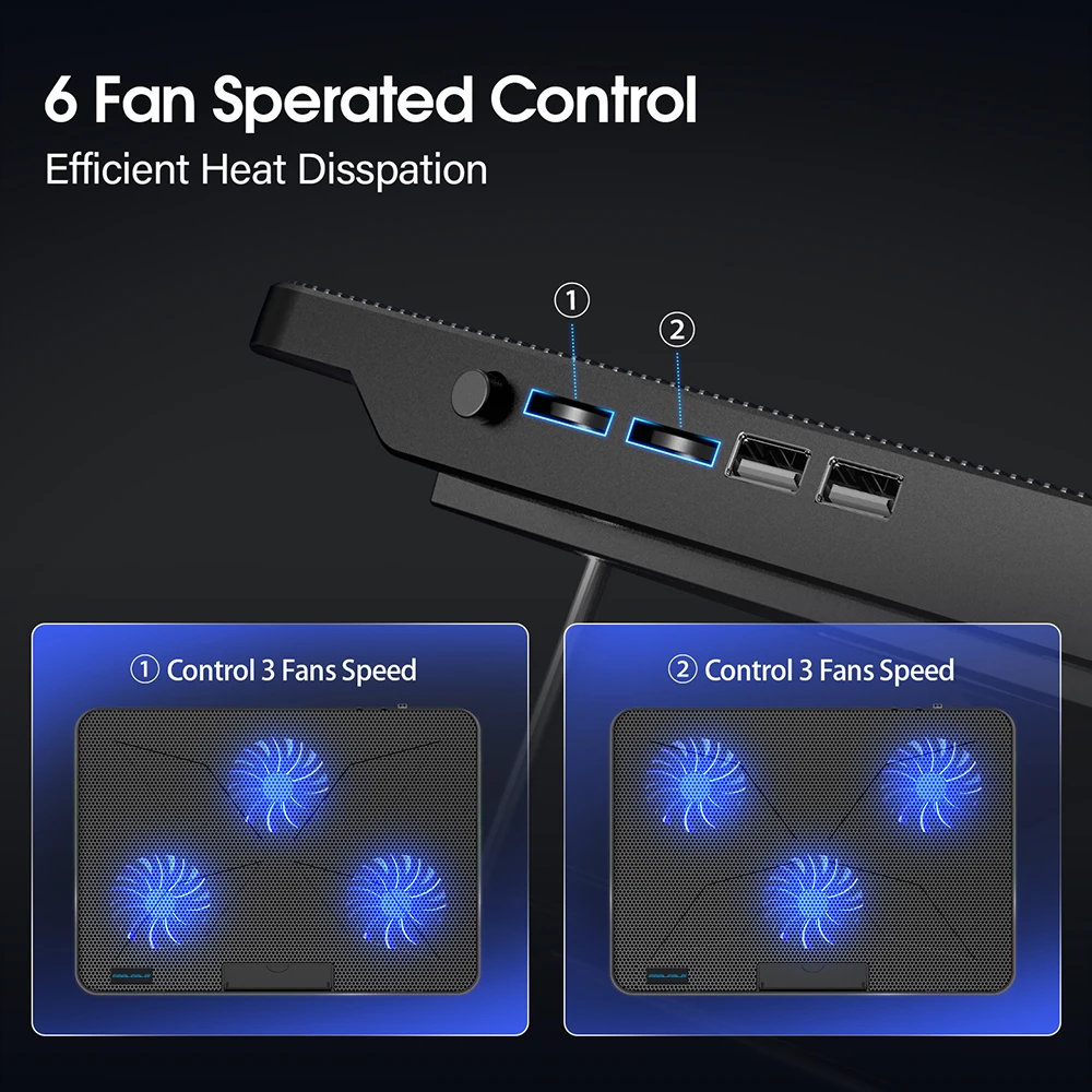 Coolcold 15.6-17.3inch Laptop Cooling Pad with 6 Quiet Fans,7 Height Wind Speed Adjustable,Laptop Cooer With Mobile Phone holder Coolcold 15.6-17.3inch Laptop Cooling Pad with 6 Quiet Fans,7 Height Wind Speed Adjustable,Laptop Cooer With Mobile Phone holder