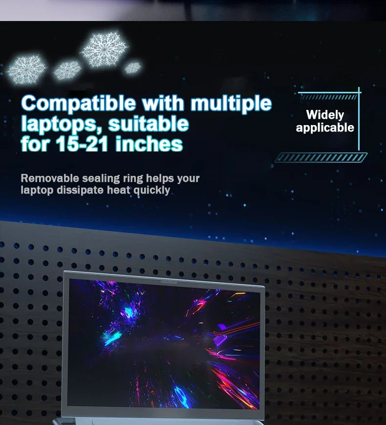 D17 5 Angle Adjustable Notebook Gaming Stand Cooler with RGB Colorful Light Heat Dissipation Bracket 15-21'' Laptop Cooling Pad