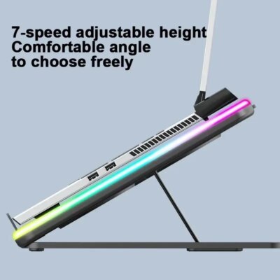 F36 HD Temperature Display RGB Gaming Laptop Air-cooler Cooling Stand Notebook Bracket w/ 2 Fans Suit for 11-17'' Laptop Holder - Image 3