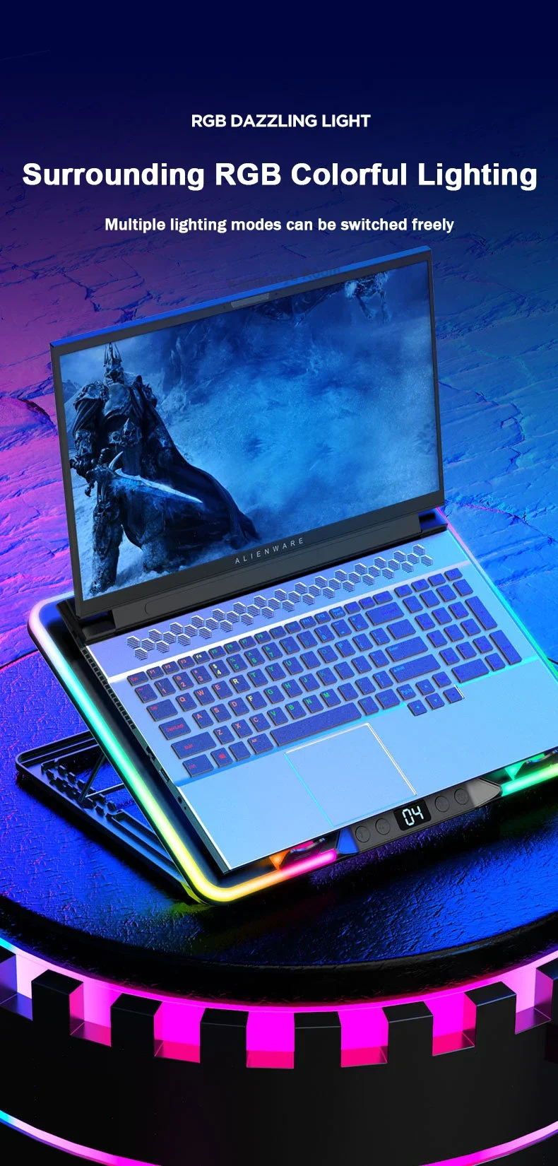 F36 HD Temperature Display RGB Gaming Laptop Air-cooler Cooling Stand Notebook Bracket w/ 2 Fans Suit for 11-17'' Laptop Holder F36 HD Temperature Display RGB Gaming Laptop Air-cooler Cooling Stand Notebook Bracket w/ 2 Fans Suit for 11-17'' Laptop Holder