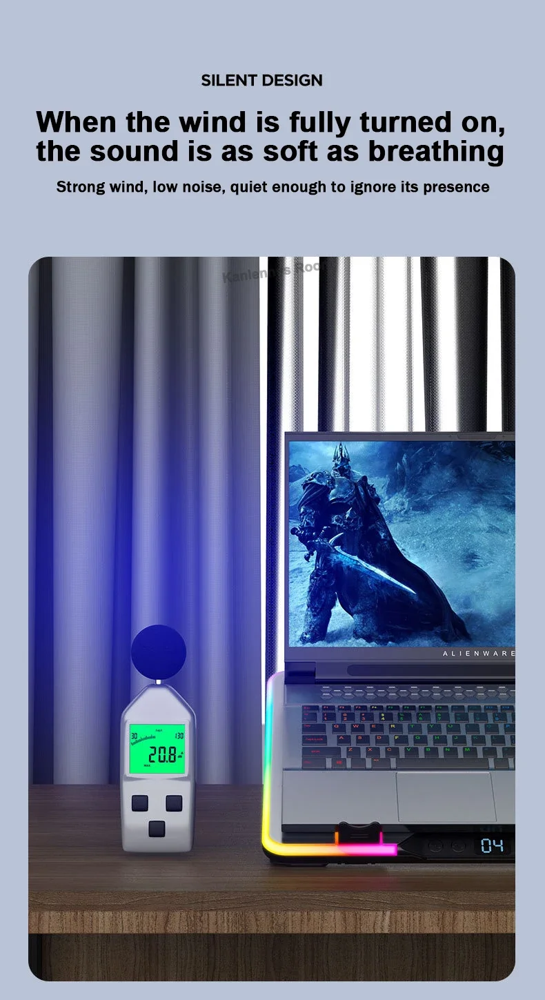 F36 HD Temperature Display RGB Gaming Laptop Air-cooler Cooling Stand Notebook Bracket w/ 2 Fans Suit for 11-17'' Laptop Holder F36 HD Temperature Display RGB Gaming Laptop Air-cooler Cooling Stand Notebook Bracket w/ 2 Fans Suit for 11-17'' Laptop Holder