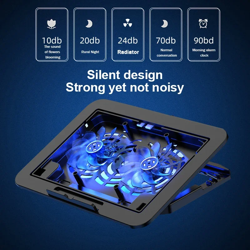 NCP-212 Gaming Laptop Air-cooled Cooler Bracket Base Support 12-17'' Tablet Notebook Dual Fan Cooling Pad Wind Speed Adjustable
