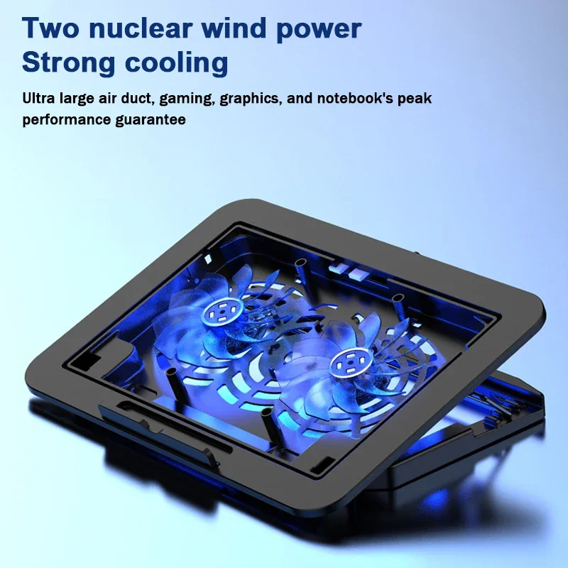NCP-212 Gaming Laptop Air-cooled Cooler Bracket Base Support 12-17'' Tablet Notebook Dual Fan Cooling Pad Wind Speed Adjustable