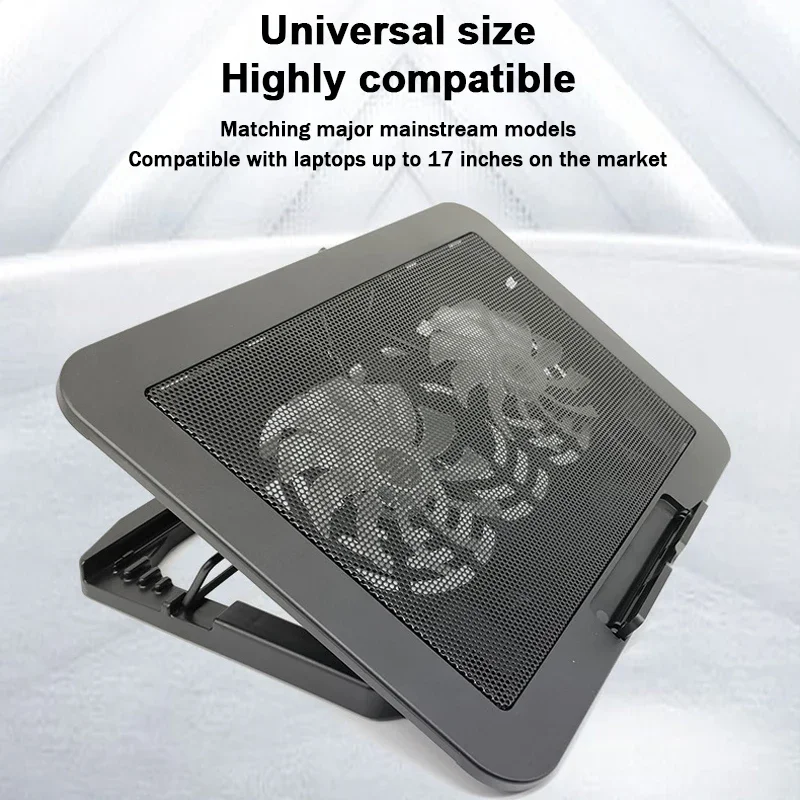 NCP-212 Gaming Laptop Air-cooled Cooler Bracket Base Support 12-17'' Tablet Notebook Dual Fan Cooling Pad Wind Speed Adjustable