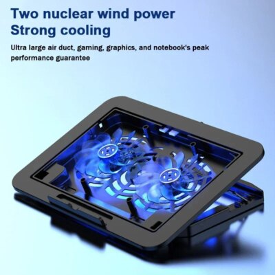 NCP-212 Gaming Laptop Air-cooled Cooler Bracket Base Support 12-17'' Tablet Notebook Dual Fan Cooling Pad Wind Speed Adjustable - Image 4