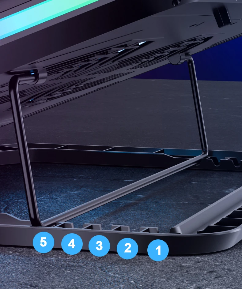 D15 Gaming Laptop Cooler 2 Fan W/ RGB Light HD Display Laptop Cooling Pad 5 Angle Adjustable Notebook Cooler Stand for 13-21'' D15 Gaming Laptop Cooler 2 Fan W/ RGB Light HD Display Laptop Cooling Pad 5 Angle Adjustable Notebook Cooler Stand for 13-21''